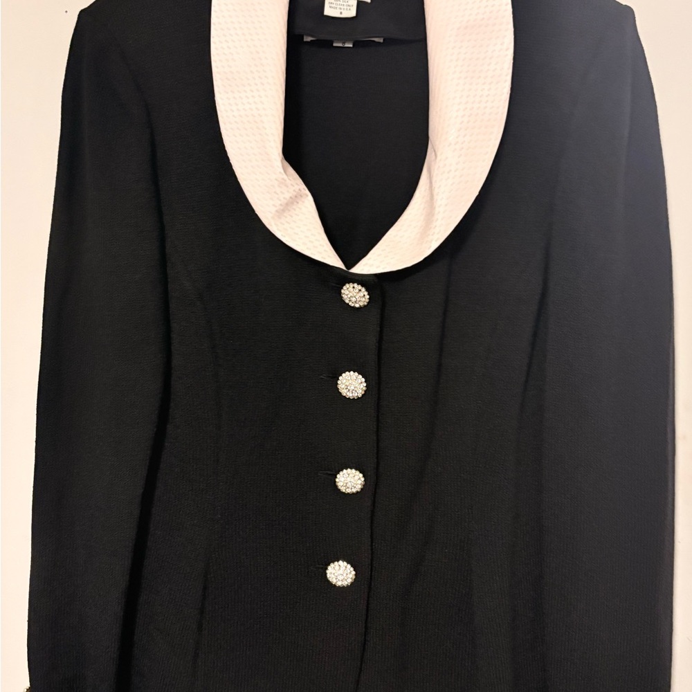 St. John Black Blazer with White Collar